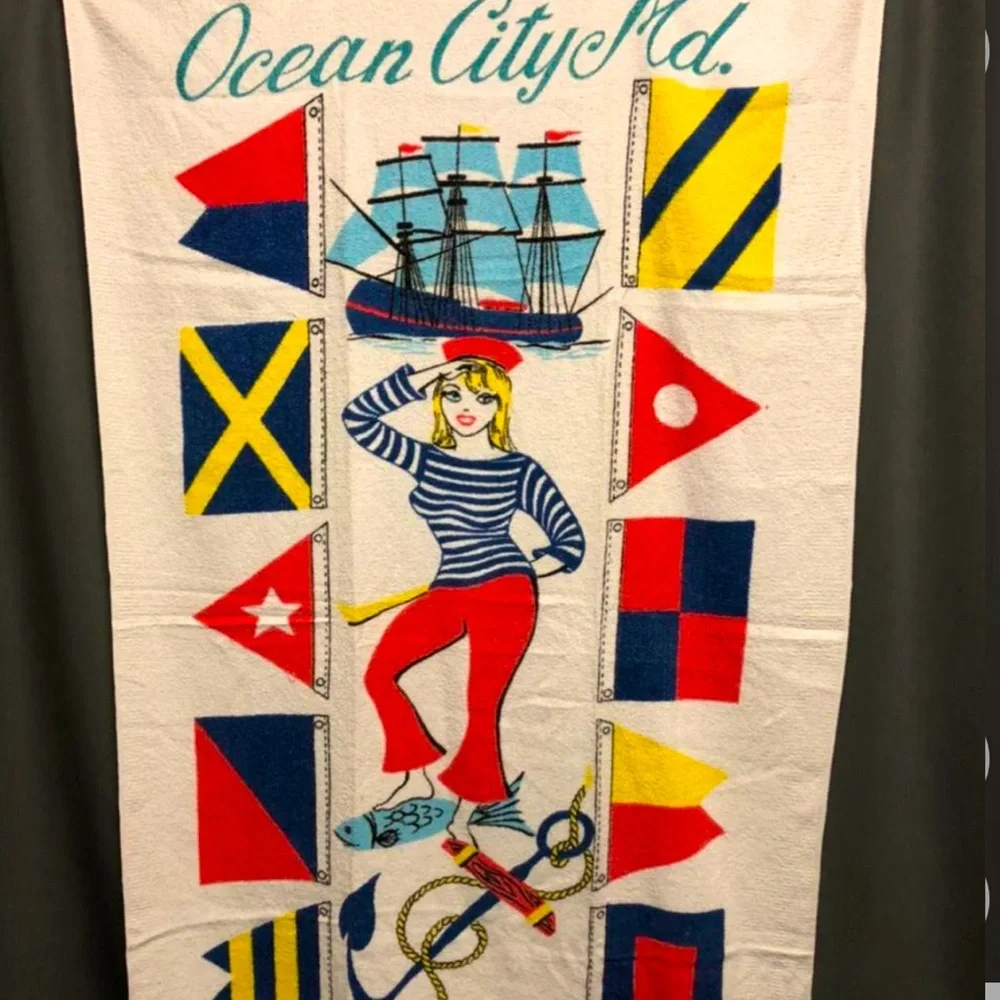 Vintage “ocean city” Maryland
Ms sailor gal⚓️⛵️🌊 beach towel retro towel - Picture 1 of 4
